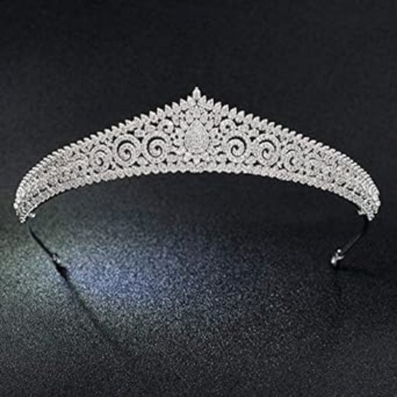 Women Full Cubic Zirconia CZ Wedding Royal Tiara Diadem Hair Jewelry Accessories